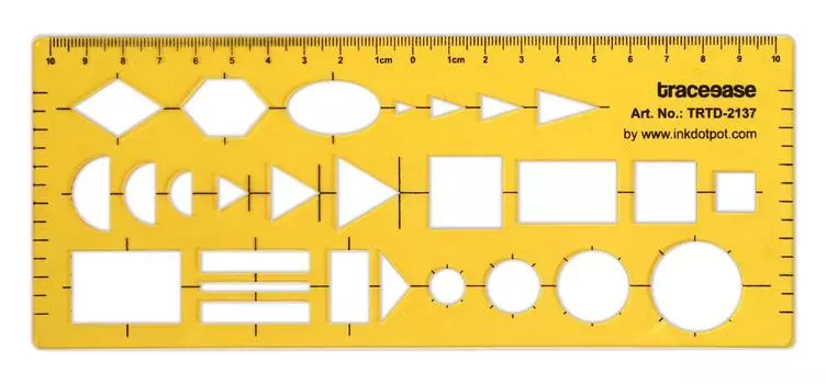 Traceease Геометрическое черчение Комбинация Геометрия Чертеж Трафарет, Проектирование Шаблон Измерительная линейка 8.23 X 3.37 Inches жёлтый