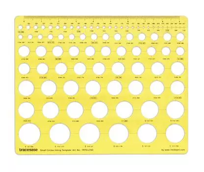 Traceease Геометрическое черчение Маленькие круги Шаблон для черчения Трафарет для рисования, шаблон для проектирования Измерительная линейка 10 X 8 Inches жёлтый