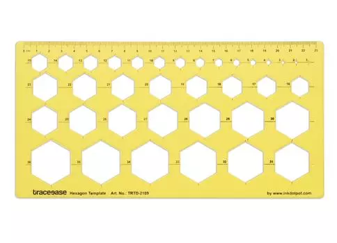 Traceease Геометрическое черчение, шаблон шестиугольника, трафарет для рисования, шаблон для проектирования, измерительная линейка 9.5 X 4.8 Inches жёлтый