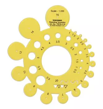 Traceease Геометрическое черчение, трафарет для рисования скругленных шаблонов, линейка для проектирования шаблонов 4.5 X 5.1 Inches жёлтый