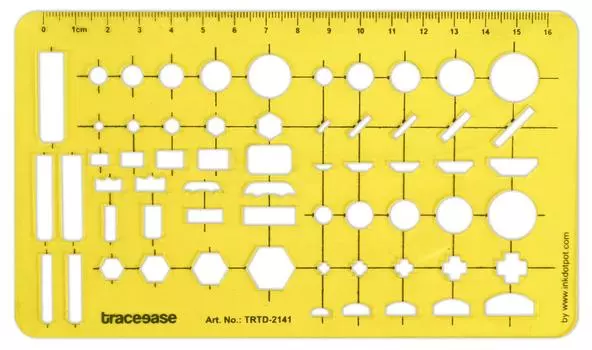 Traceease Геометрия Комбинация Шаблоны Чертежи Трафареты Геометрическая Измерительная Линейка 7.11 X 4.11 Inches жёлтый