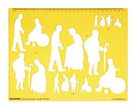 Traceease Geriatric Human Position Template Трафареты Дизайнерские инструменты для рисования - 1 11.5 x 9 жёлтый