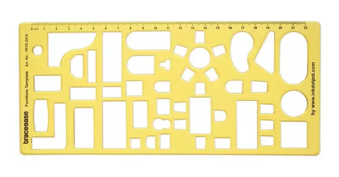 Traceease House Interior Floor Plan Design & Furniture Templates for Tables/Sofa/Chair,Drafting Tools-Furniture Stencils 9.4 x 4.2 Inches жёлтый