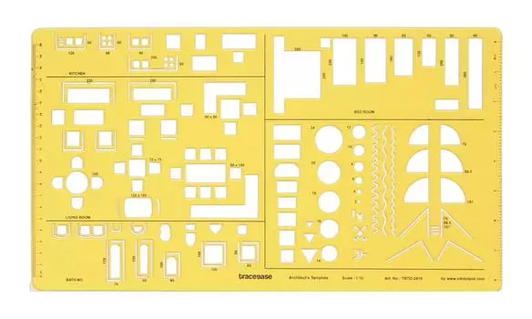 Traceease House Plan,Interior Design & Furniture Templates Drafting Tools for Kitchen/Bed/Bath-Architecture Stencils 16 x 8.8 Inches жёлтый