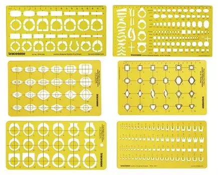 Traceease Jewelry Designing Template Инструменты для рисования Драгоценный камень MultiSize Jewellery Stencil - Pack of 6 Pack of 6 жёлтый