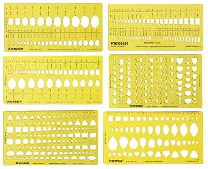 Traceease Jewelry Designing Template Инструменты для рисования Драгоценный камень Multi, размер ювелирного трафарета - упаковка из 6 Pack of 6 жёлтый