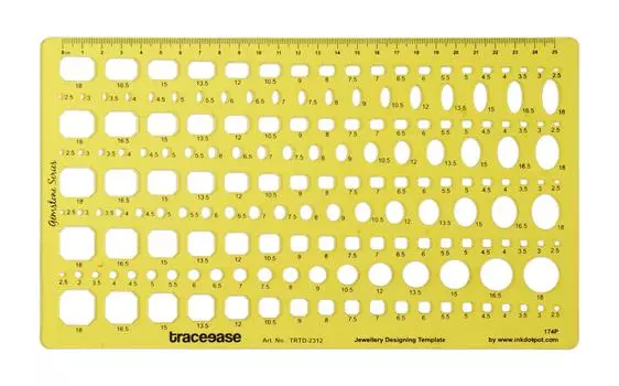Traceease Jewelry Templates For Emerald/Square/Round Gemstone Shape Guide Drafting Tools Jewellery Designing Stencils 10.7 x 6.1 Inches жёлтый