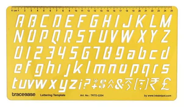 Traceease Lettering Template Drafting Tools Alphabet Lettering Stencils,English Upper & Lower Case 10.5 x 5.8 Inches жёлтый
