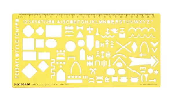 Traceease Map Drafting NATO Troop Template Drawing Stencil,Designing Template Measuring Ruler 10.7 x 5.3 Inches жёлтый