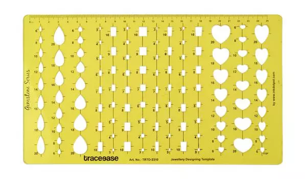 Traceease Multiple Pear / Baguette/ Hearts Gemstone Guide Jewelry Templates Drafting Tools Jewellery Designing Stencils 10.7 x 6.1 Inches жёлтый