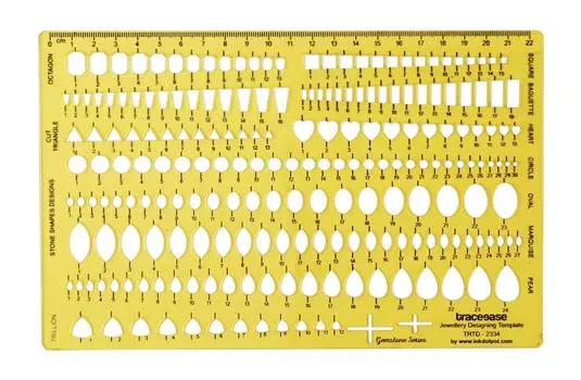Traceease Multiple Shape Gemstone Series Draw Jewelry Templates Drafting Tools Jewellery Designing Stencils 10.7 x 6.1 Inches жёлтый