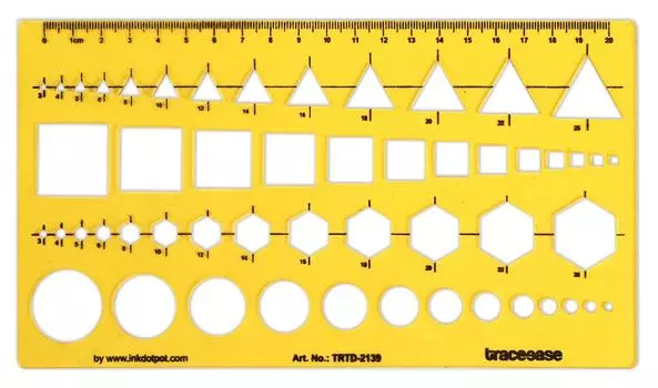 Traceease Multiple Shapes Geometric Combination Template,Drawing Stencils Measuring Ruler 8.6 X 4.7 Inches жёлтый