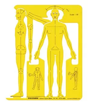 Traceease Мужская человеческая фигура Шаблоны Трафареты Дизайнерские инструменты для рисования - 1 7.4 x 9.2 жёлтый