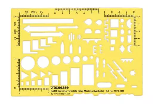 Traceease NATO Drawing Template Military Map Marking Drafting Stencil,Designing Template Measuring Ruler 7 x 4.7 Inches жёлтый