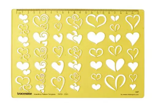 Traceease Несколько сердец Формы Рисование линий Шаблоны ювелирных изделий Чертежные инструменты Трафареты для дизайна ювелирных изделий 9 x 5.9 Inches жёлтый