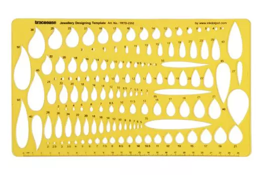 Traceease Pear & Paisley Stone Shapes Jewelry Templates Drafting Tools Jewellery Designing Stencils 10.5 x 5.9 Inches жёлтый