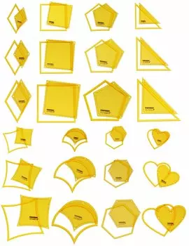 Traceease Quiliting Template Инструменты для черчения DIY Journal, набор инструментов для рисования записок для квилтинга для офиса и школы, лот из 24 Pack of 24 Pieces жёлтый