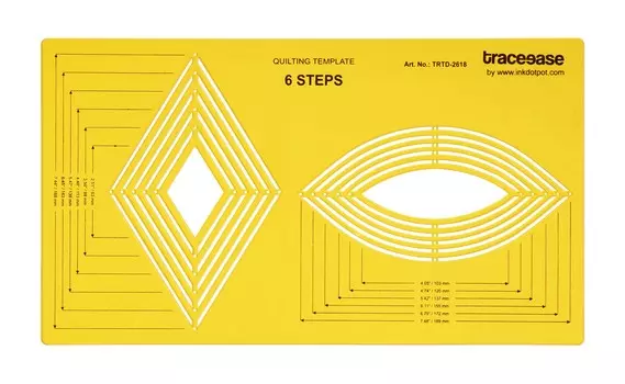 Traceease Quilting Template Stencils DIY Sewing Machine Quilt Ruler Quilting Tools, Rhombus & Ellipse 14.96 x 8.2 inches жёлтый