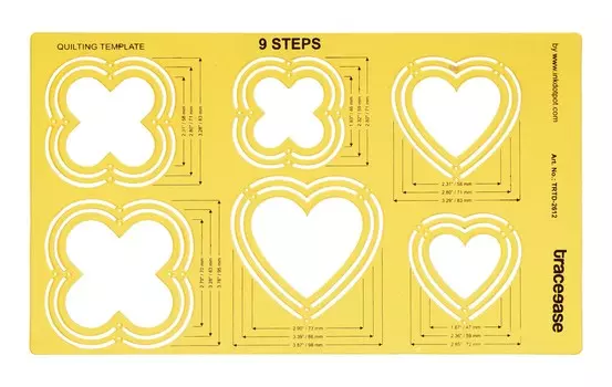 Traceease Quilting Template Stencils DIY Sewing Machine Quilt Ruler Quilting Tools, Floral & Heart 14.25 x 8.2 inches жёлтый