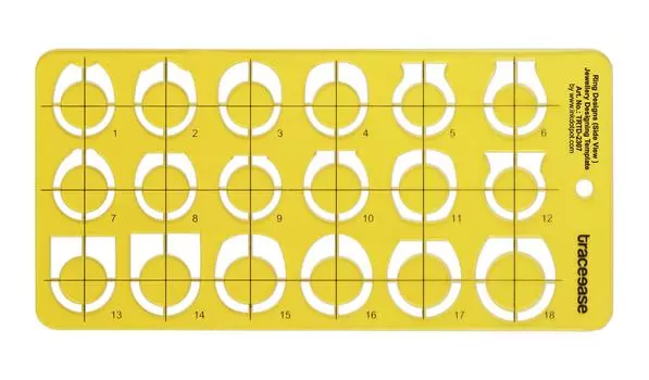 Traceease Ring Design Side View Jewelry Templates Drafting Tools Jewellery Designing Stencils 7.9 x 3.8 Inches жёлтый