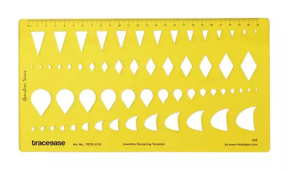 Traceease Руководство по созданию драгоценных камней огранки «квадрат/груша/триллион» Инструменты для проектирования ювелирных изделий Трафареты Шаблоны ювелирных изделий 10.7 x 5.7 Inches жёлтый