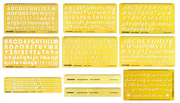 Traceease шаблоны для каллиграфии в верхнем и нижнем регистре, многоразовые скорописные пластиковые буквы и цифры для рукоделия, многоразовые трафареты, упаковка 10.5 x 5.8 inches жёлтый