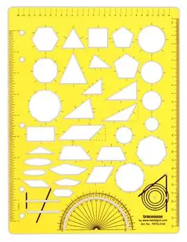 Traceease Шаблоны для рисования с комбинацией геометрических фигур, трафареты, инструменты для черчения 10.64 X 8.08 Inches жёлтый