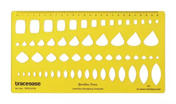 Traceease Шаблоны ювелирных изделий для изумрудных/квадратных/грушевидных/маркизовых драгоценных камней. Руководство по чертежным инструментам. Трафареты для дизайна ювелирных изделий. 10.7 x 5.7 Inches жёлтый