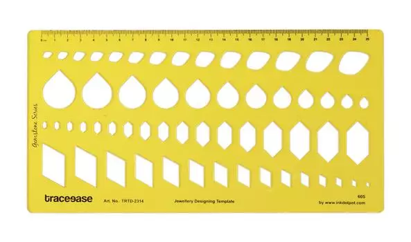 Traceease Square/ Pear/Hexagon Diamond Gemstone Guide Jewelry Templates Drafting Tools Jewellery Designing Stencils 10.7 x 5.5 Inches жёлтый