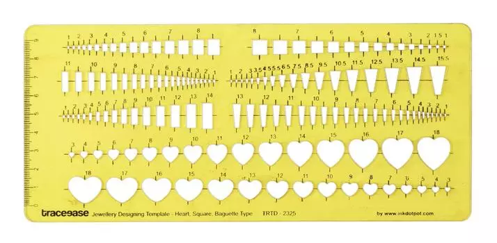 Traceease Stone Shapes Jewelry Templates Multiple Shape Drafting Tools Jewellery Designing Gemstone Stencils 9.4 x 4.2 Inches жёлтый