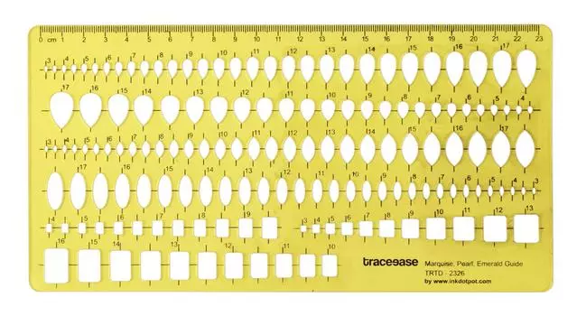 Traceease Stone Shapes Jewelry Templates Multiple Shape Drafting Tools Jewellery Designing Gemstone Stencils 9.4 x 4.8 Inches жёлтый