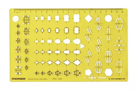 Traceease Top View,1 Ring & Stones Jewelry Templates Drafting Tools Jewellery Designing Stencils 9 x 4.7 Inches жёлтый