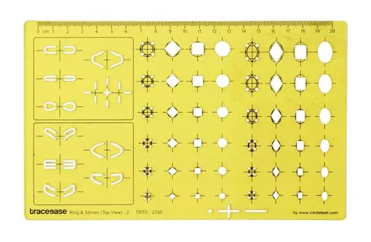 Traceease Top View,2 Ring & Gemstones Jewelry Templates Drafting Tools Jewellery Designing Stencils 8.6 x 5.3 Inches жёлтый