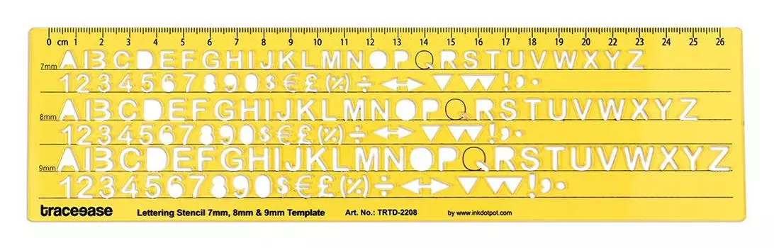 Traceease Upper Case,Numbers English Lettering Template Drafting Tools Alphabet Stencils-7mm-8mm-9mm Alphabet Letter Size 10.5 x 5.8 Inches жёлтый