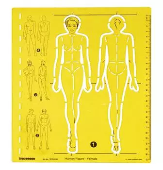 Traceease Женская человеческая фигура Шаблоны Трафареты Модные дизайнерские инструменты для рисования, Женская человеческая фигура 9.5 x 11.4 inches жёлтый