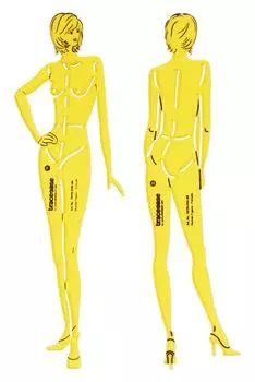 Traceease Женская человеческая фигура Шаблоны Трафареты Модные дизайнерские инструменты для рисования, 2 шт. 2.5 x 8 inches жёлтый