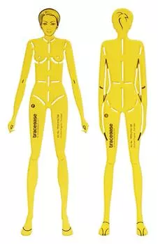 Traceease Женская человеческая фигура Шаблоны Трафареты Модные дизайнерские инструменты для рисования, 2 шт. 4.2 x 12 inches жёлтый