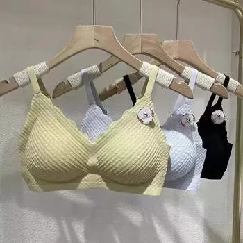 Traceless beauty back lace bra underwear women s small breasts gather anti-sagging skin-friendly and comfortable thin bra without steel ring M code [suitable for 32/70ABC]