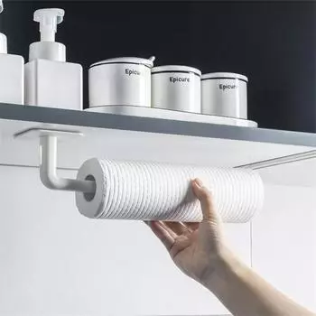 Traceless White Kitchen Pot Cover Cup Rack Holder Shelf Shelves - 2PCS Hole Free Hook Kitchen Rack