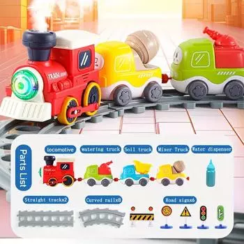 Track Steam Train, Train Set with Track, Boys and Girls Gift Steam rail train