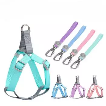 Traction rope dog chain nylon chest back dog adjustable walking rope dog rope traction pet supplies S синий