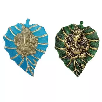 Trade Patta Ganesha Wall Hanging Decorative Showpiece for Home Dcor, Living Room, Pooja Room,Temple and House Warming Gift зелёный/синий