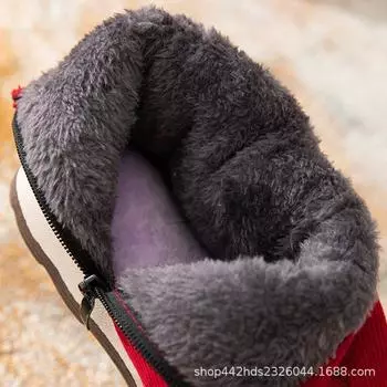 Традиционная хлопковая обувь женская зимняя теплая обувь среднего возраста и пожилых людей хлопковая обувь ручной работы из ткани пожилые домашние с набивкой и утолщением 36 (suitable for 34 feet) красный