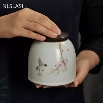 Традиционная керамическая печь Ru, контейнеры для чая Tieguanyin, дорожный чайный пакетик, герметичная банка для чая, резервуар для хранения кофе, органайзер для специй A 11.1x10.9cm