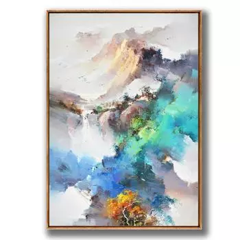 Традиционная китайская акварель в стиле холст, картина для гостиной, украшение для крыльца, абстрактный пейзаж, отель, вилла, семейная живопись 20*40cm