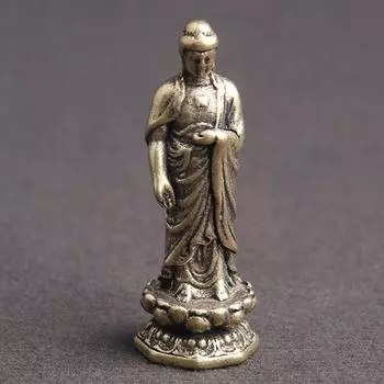 Традиционная китайская латунная статуя Будды Шакьямуни, сиденье лотоса, украшение для домашнего стола, медные статуэтки Будды Татхагаты