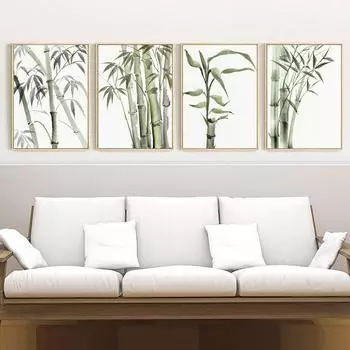 Традиционная китайская живопись, абстрактная бамбуковая устойчиво высокая винтажная картина на холсте, настенная картина для гостиной, без рамки 21x30cm No Frame