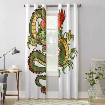 Традиционная оконная занавеска с драконом для детской комнаты, домашние жалюзи, шторы для гостиной, спальни, оконные шторы 135W x 60H(cm) x1