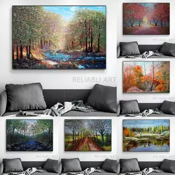 Традиционная пейзажная текстура, картина, принт на холсте, лесные природные пейзажи, постеры и принты для декора гостиной, Cuadros 21cm30cm NoFrame