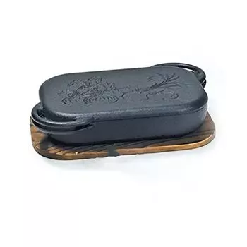 Традиционная сковорода для гриля из железа Nanbu из префектуры Асахи Иватэ с тиснением для предотвращения липкости (Совместимость с IH и газом)